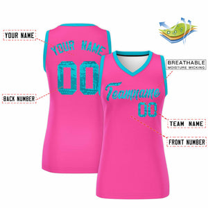 Custom Pink Sky Blue Women Basketball Jersey Dress