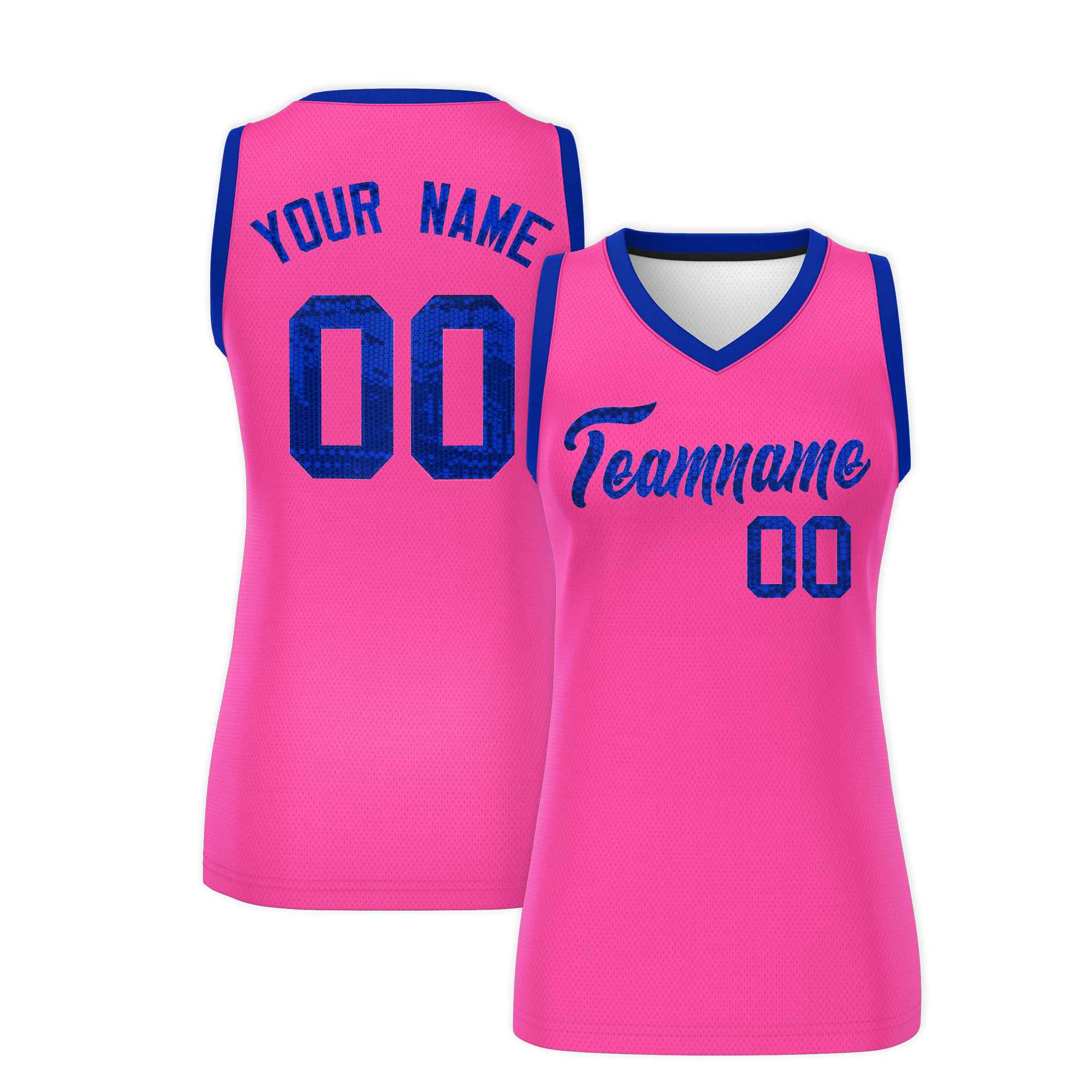 Custom Pink Royal Women Basketball Jersey Dress