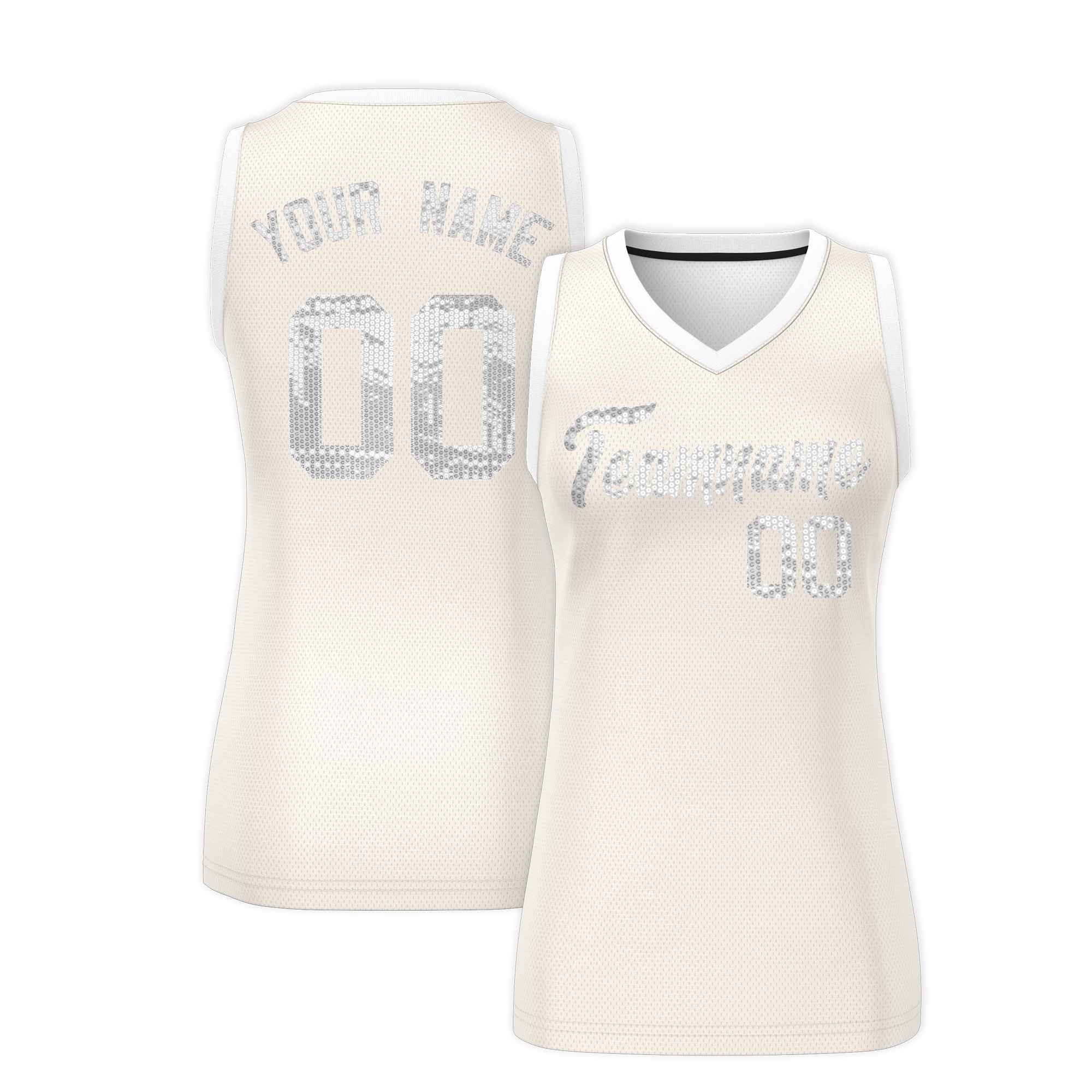 Custom Cream White Women Basketball Jersey Dress