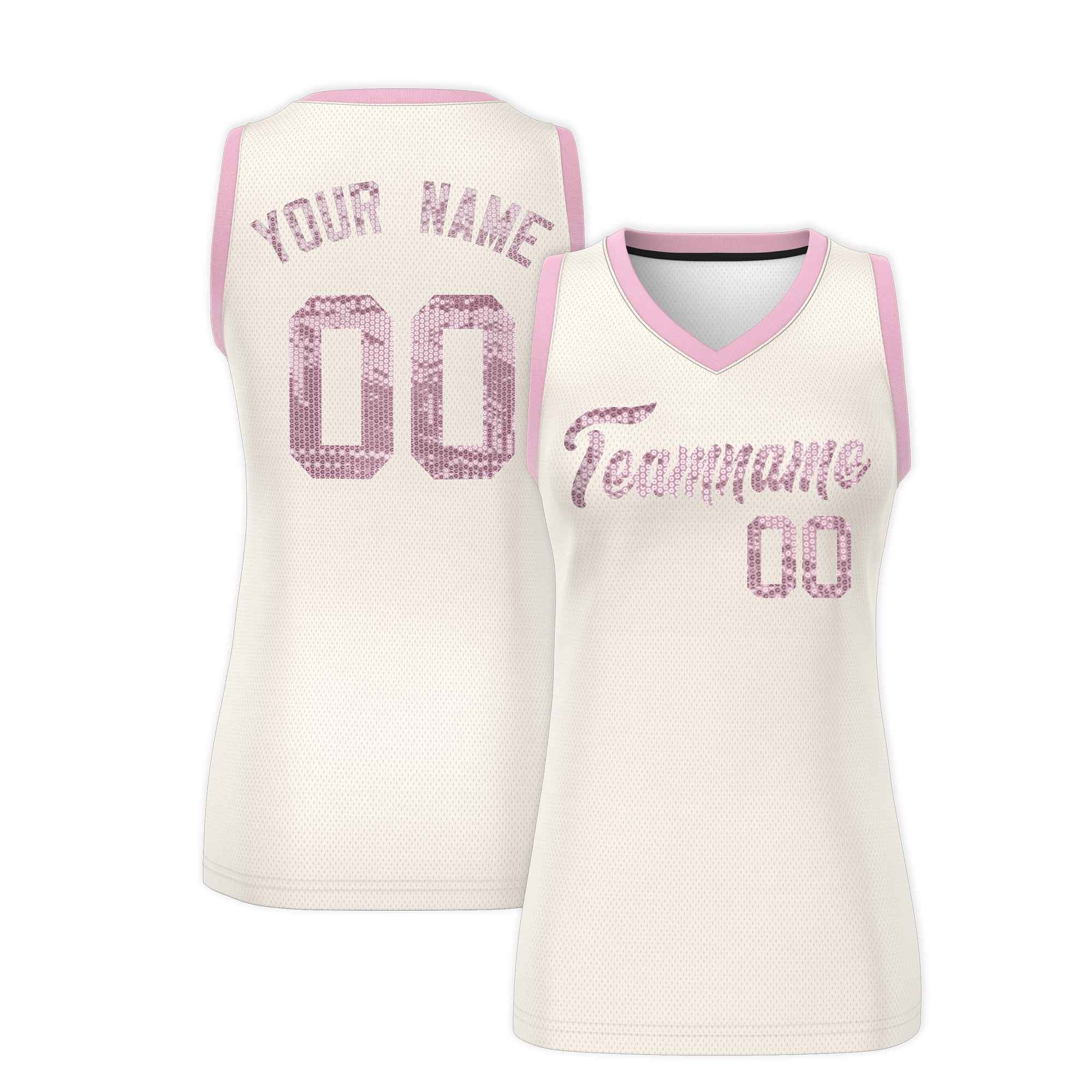 Custom Cream Light Pink Women Basketball Jersey Dress