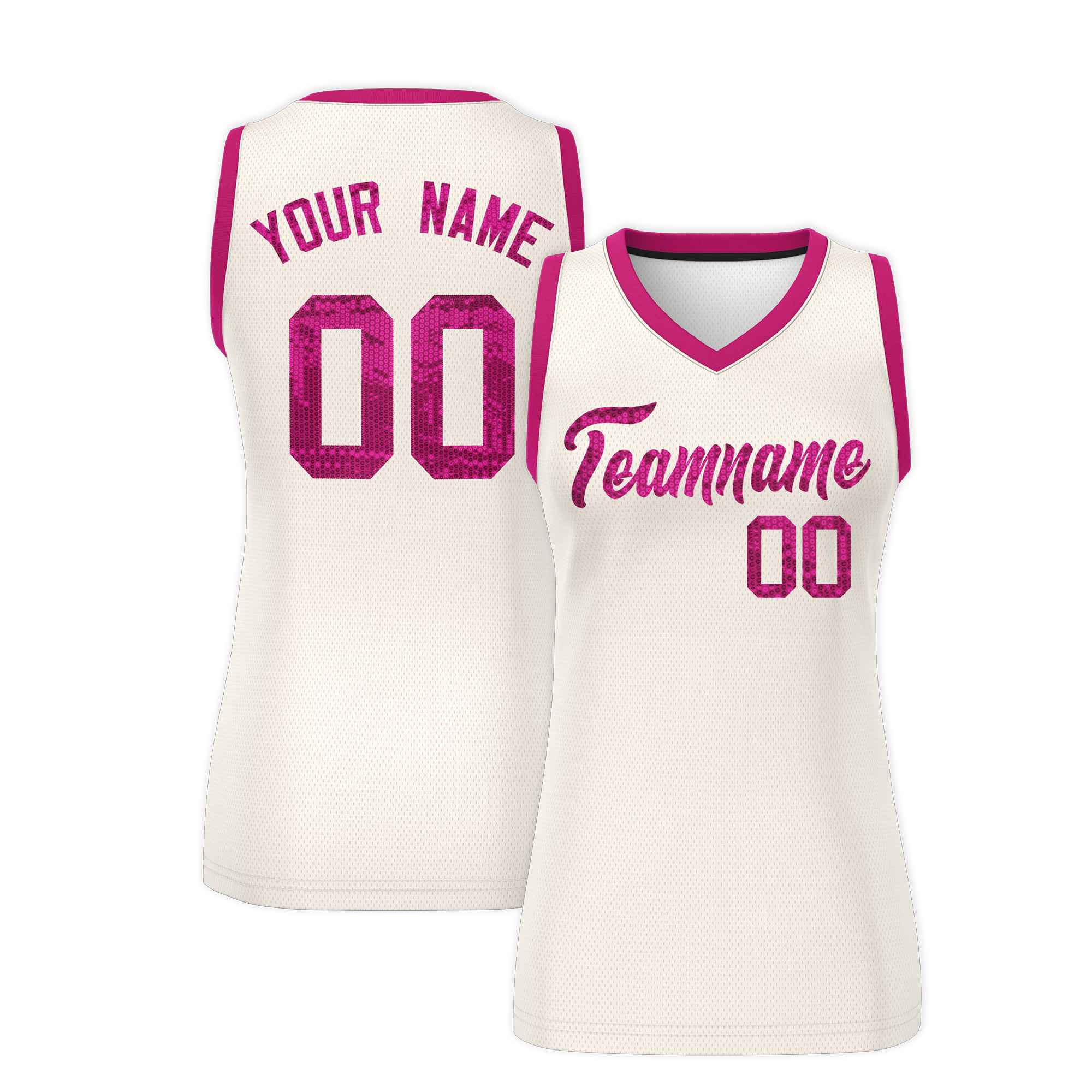 Custom Cream Pink Women Basketball Jersey Dress