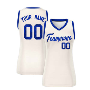 Custom Cream Royal Women Basketball Jersey Dress