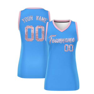 Custom Powder Blue Light Pink Women Basketball Jersey Dress