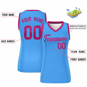 Custom Powder Blue Pink Women Basketball Jersey Dress