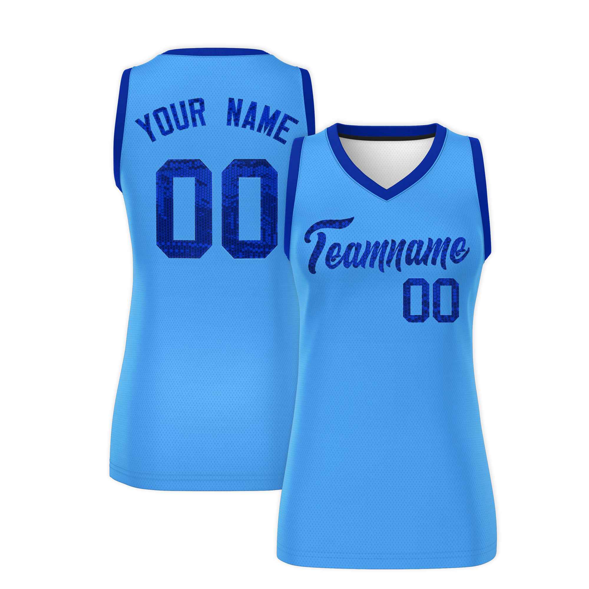 Custom Powder Blue Royal Women Basketball Jersey Dress