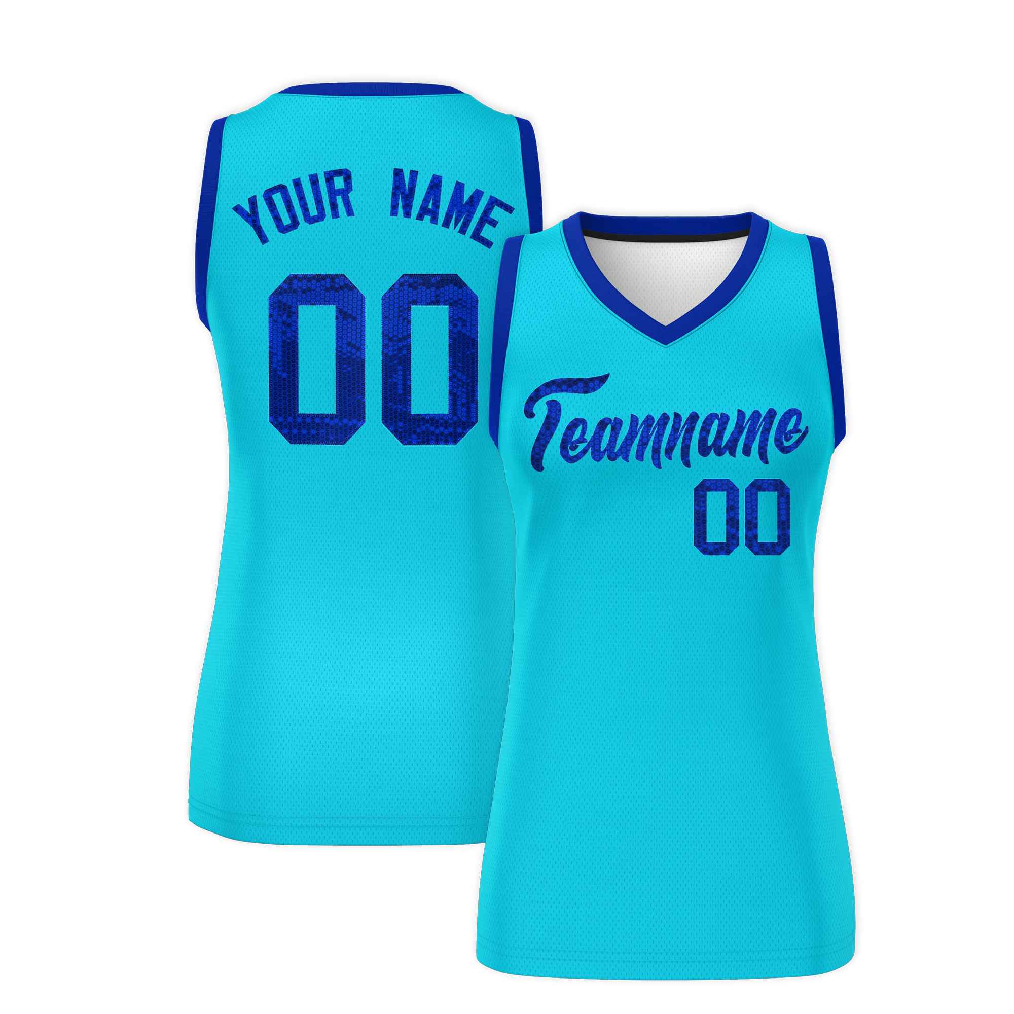 Custom Sky Blue Royal Women Basketball Jersey Dress