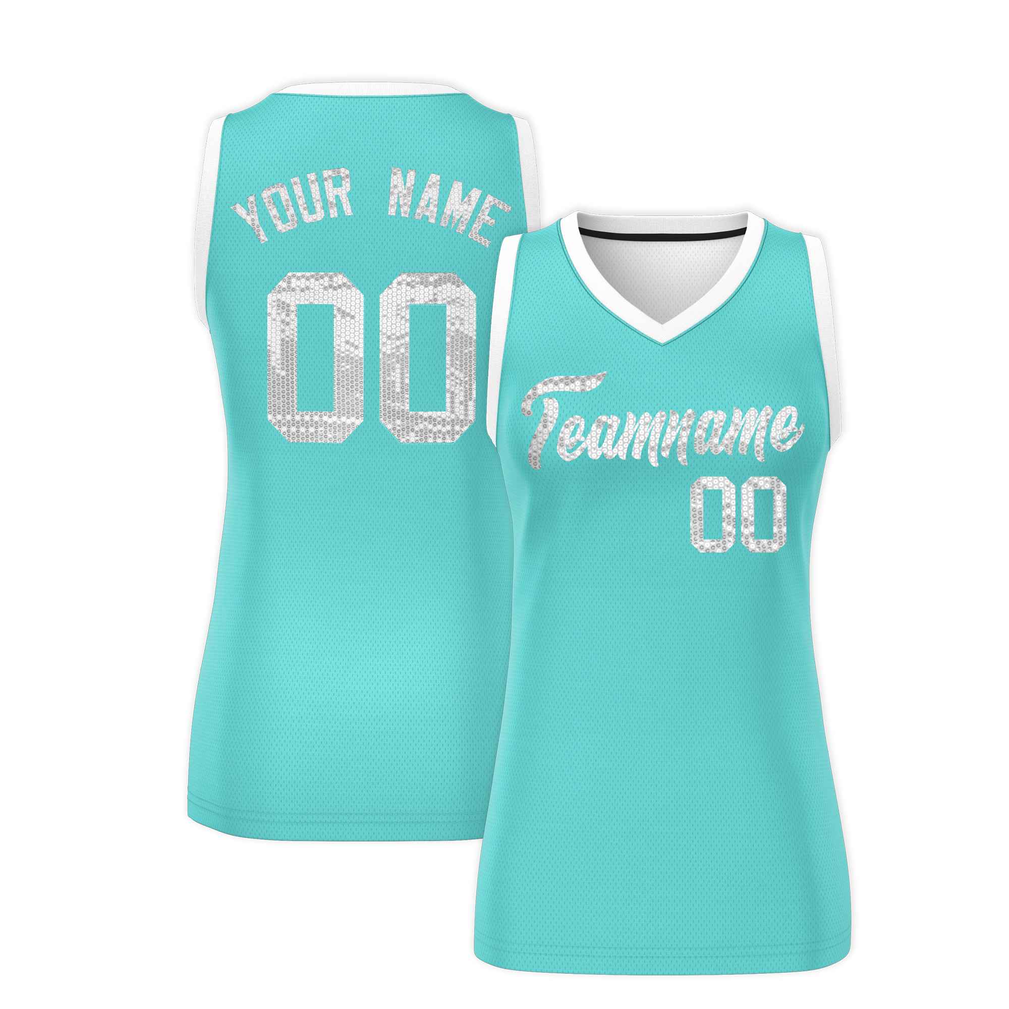 Custom Bright Green White Women Basketball Jersey Dress