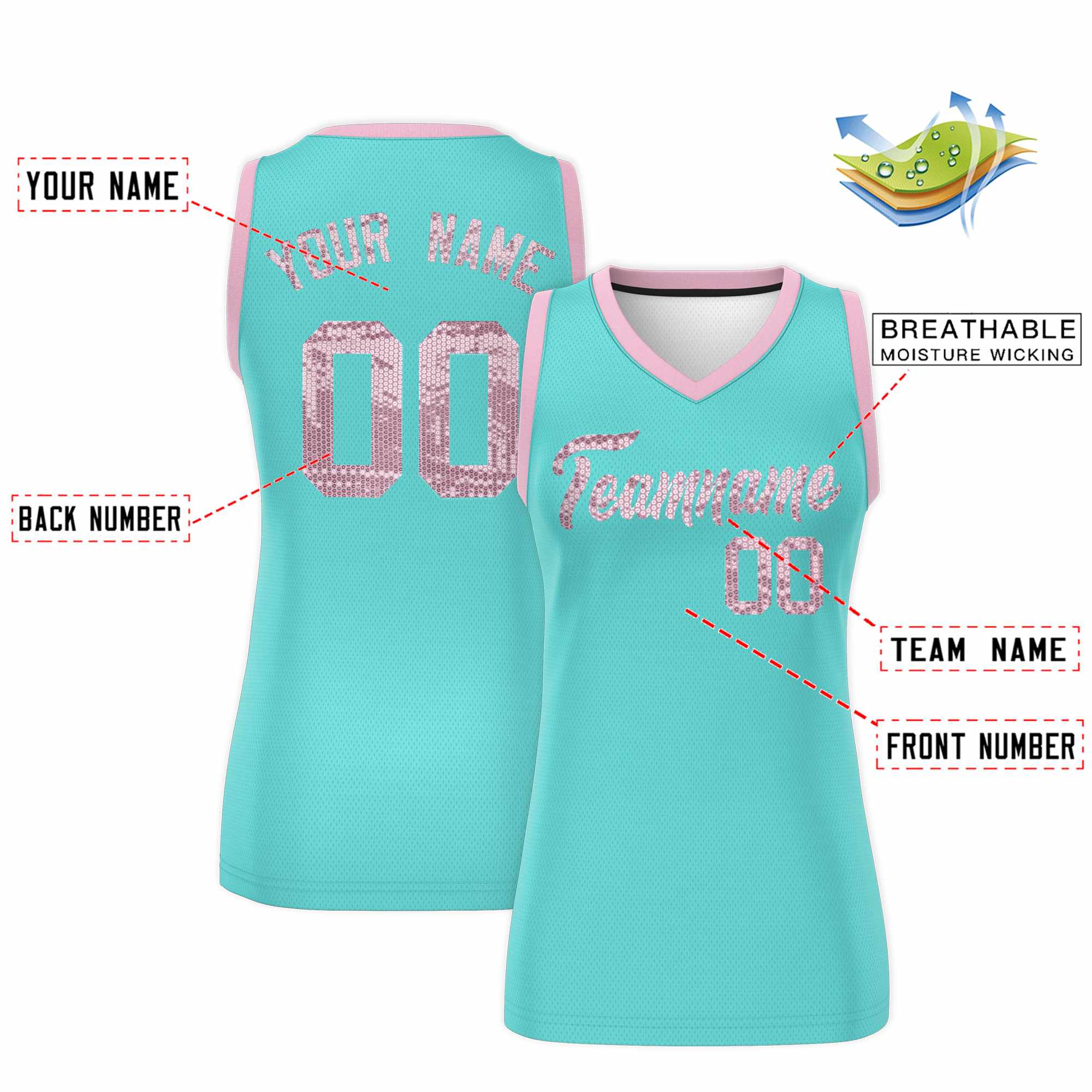 Custom Bright Green Light Pink Women Basketball Jersey Dress