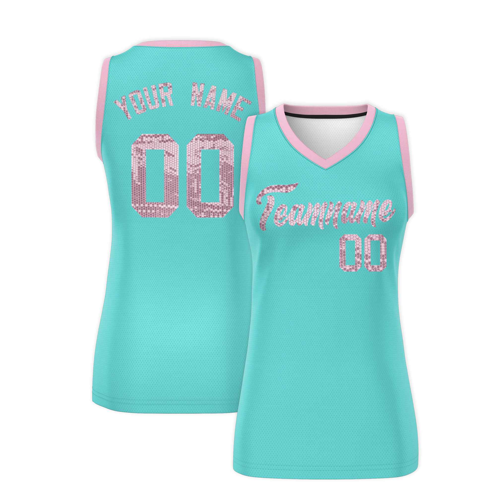 Custom Bright Green Light Pink Women Basketball Jersey Dress