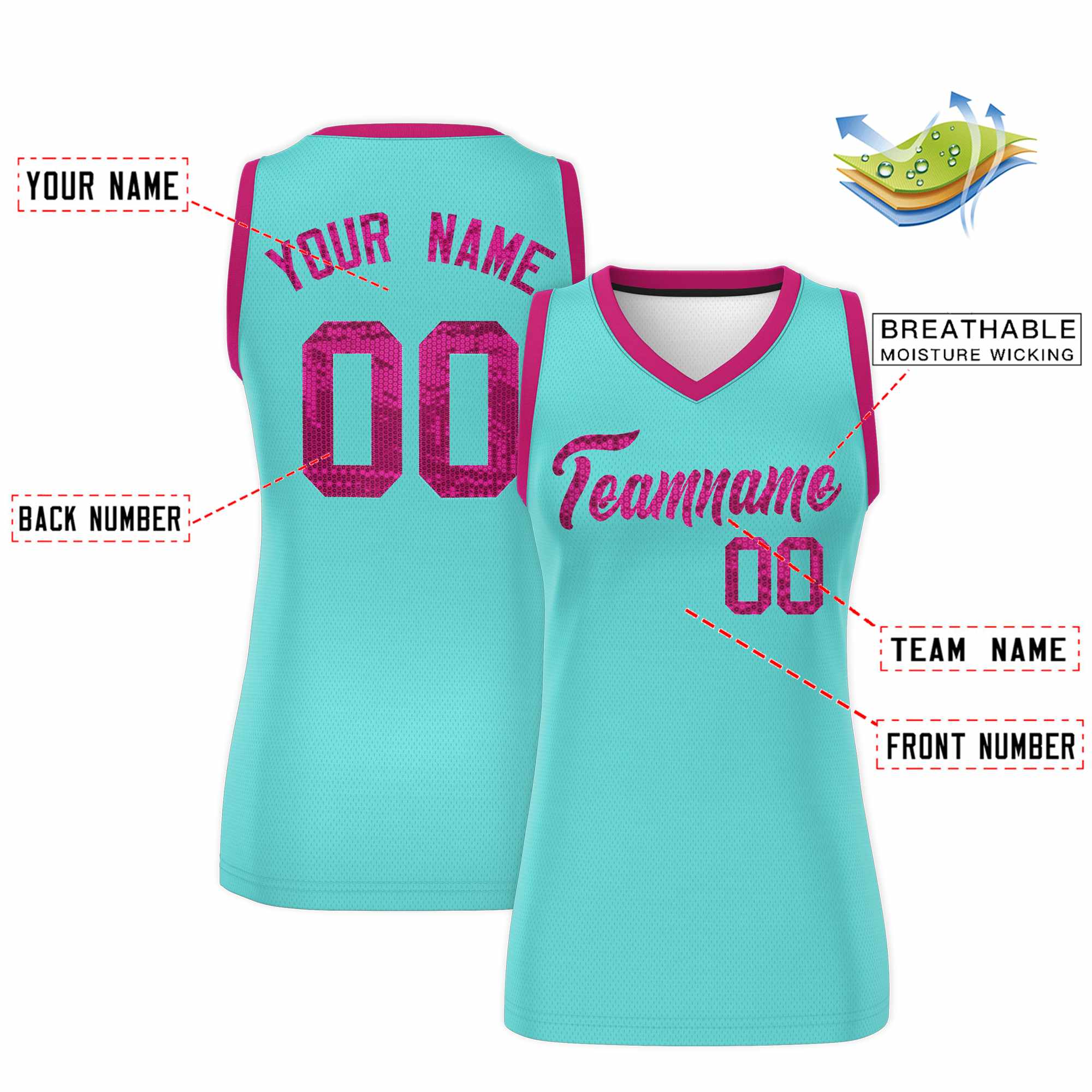 Custom Bright Green Pink Women Basketball Jersey Dress