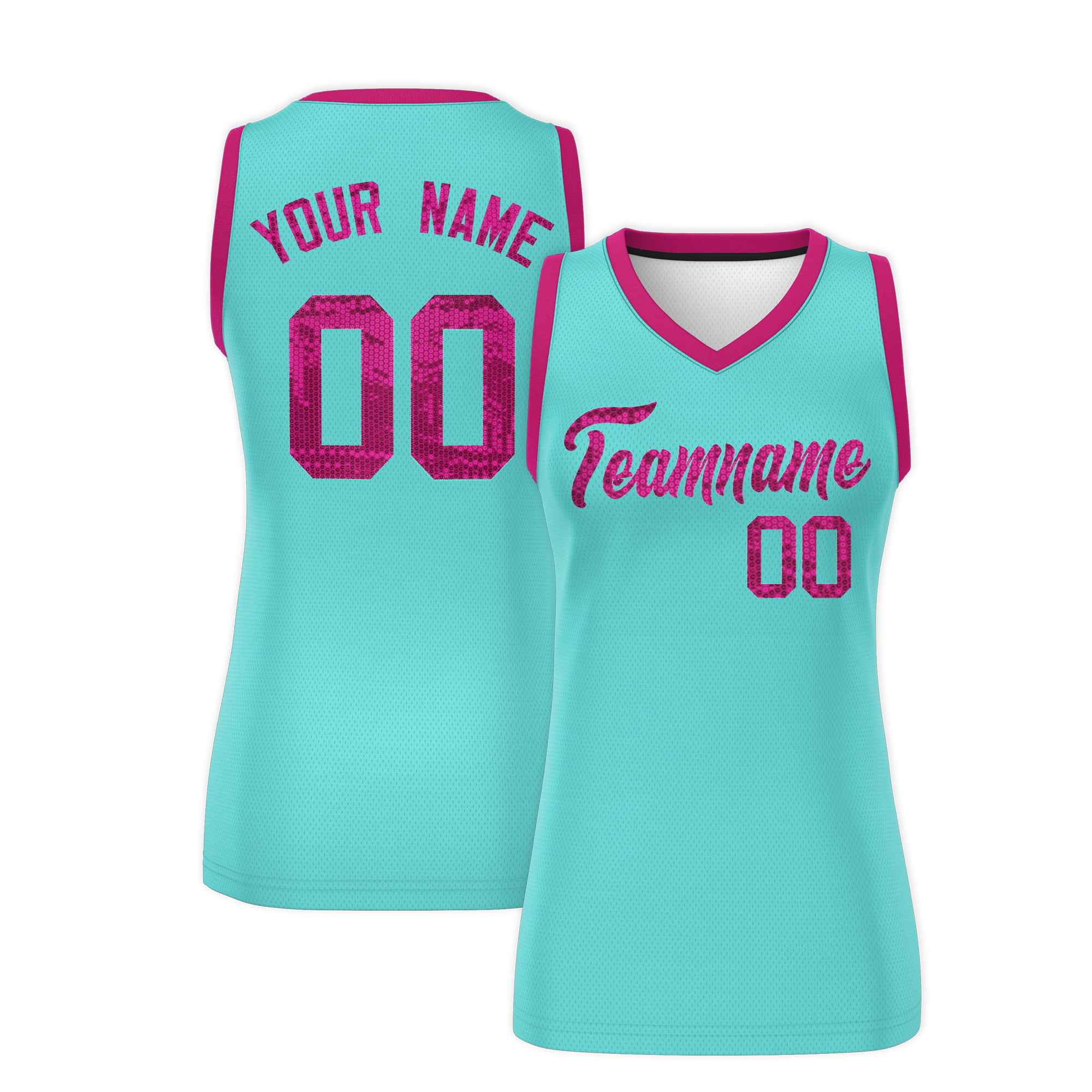 Custom Bright Green Pink Women Basketball Jersey Dress