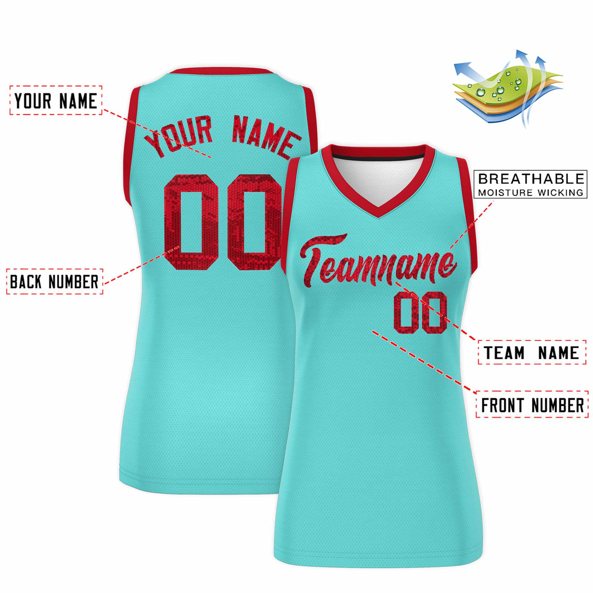 Custom Bright Green Red Women Basketball Jersey Dress