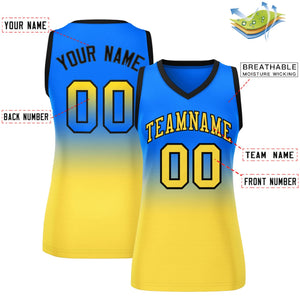 Custom Royal Gold Gradient Fashion Tops Mesh Basketball Jersey For Women