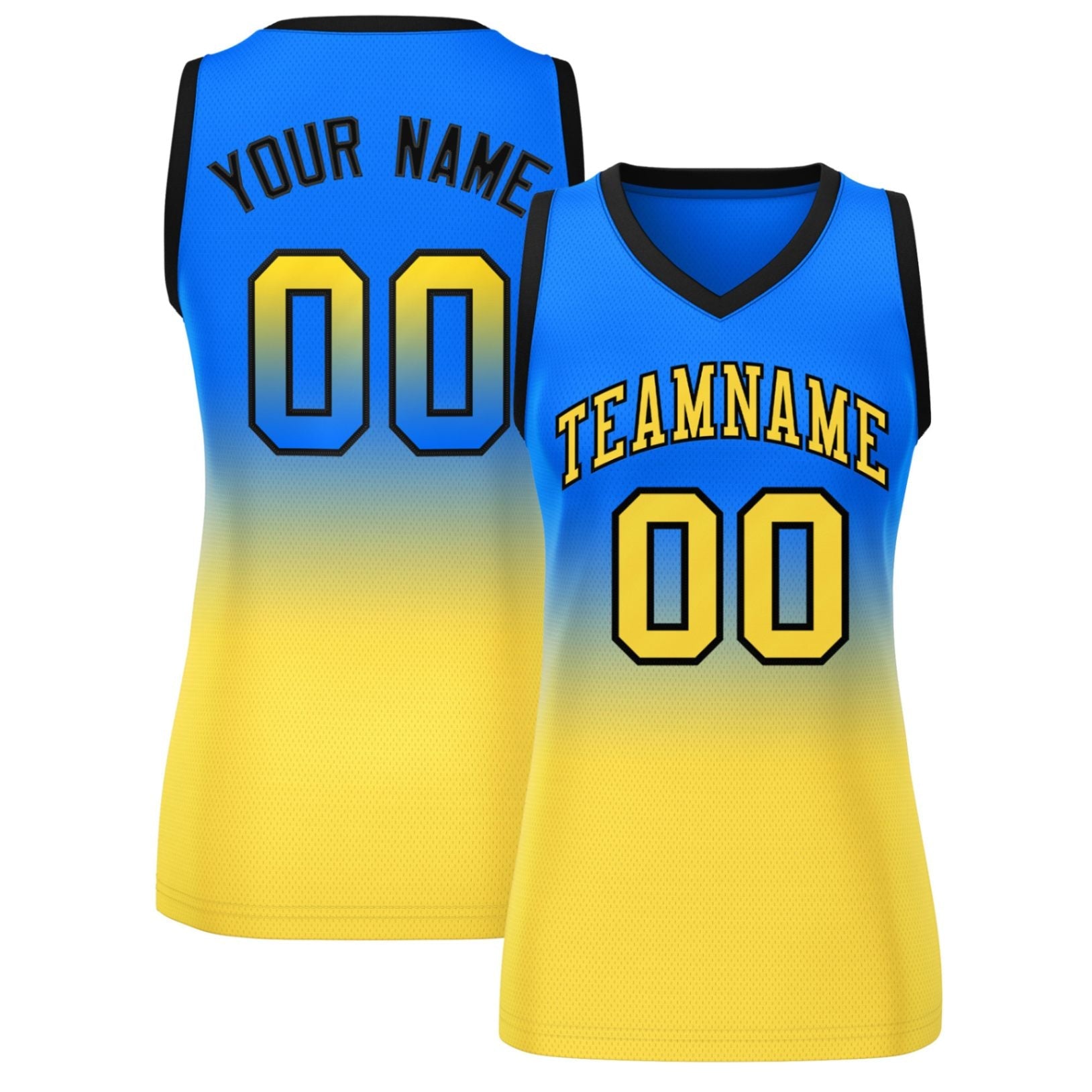 Custom Royal Gold Gradient Fashion Tops Mesh Basketball Jersey For Women