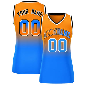 Custom Orange Royal Gradient Fashion Tops Mesh Basketball Jersey For Women