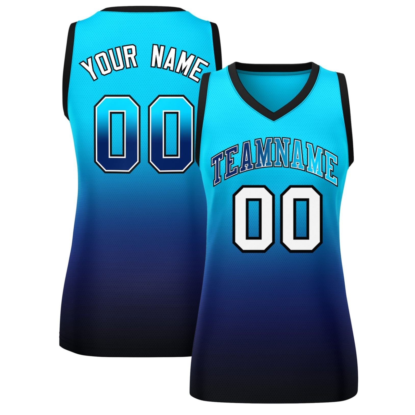 Custom Powder Blue Navy Gradient Fashion Tops Mesh Basketball Jersey For Women