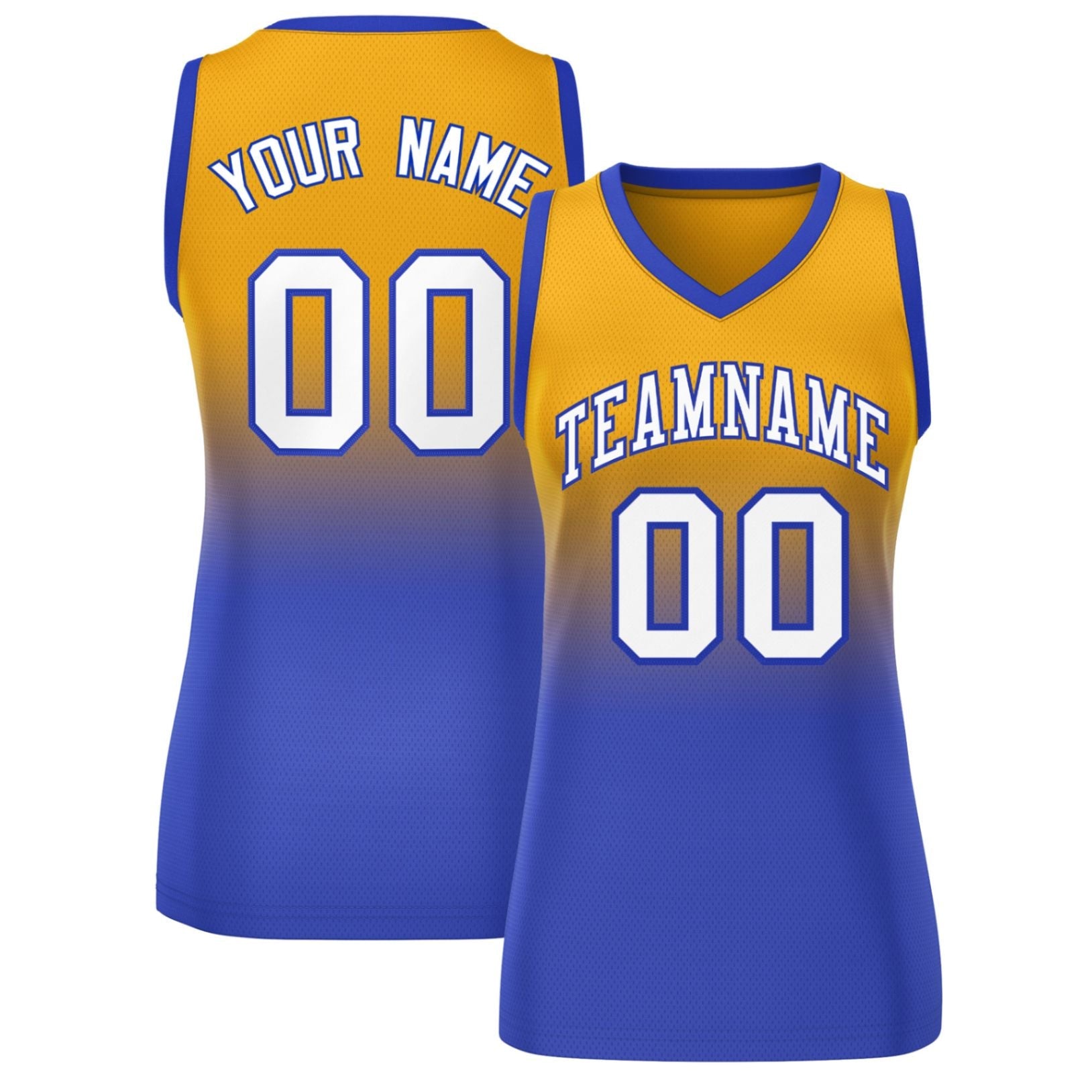 Custom Yellow Royal Gradient Fashion Tops Mesh Basketball Jersey For Women