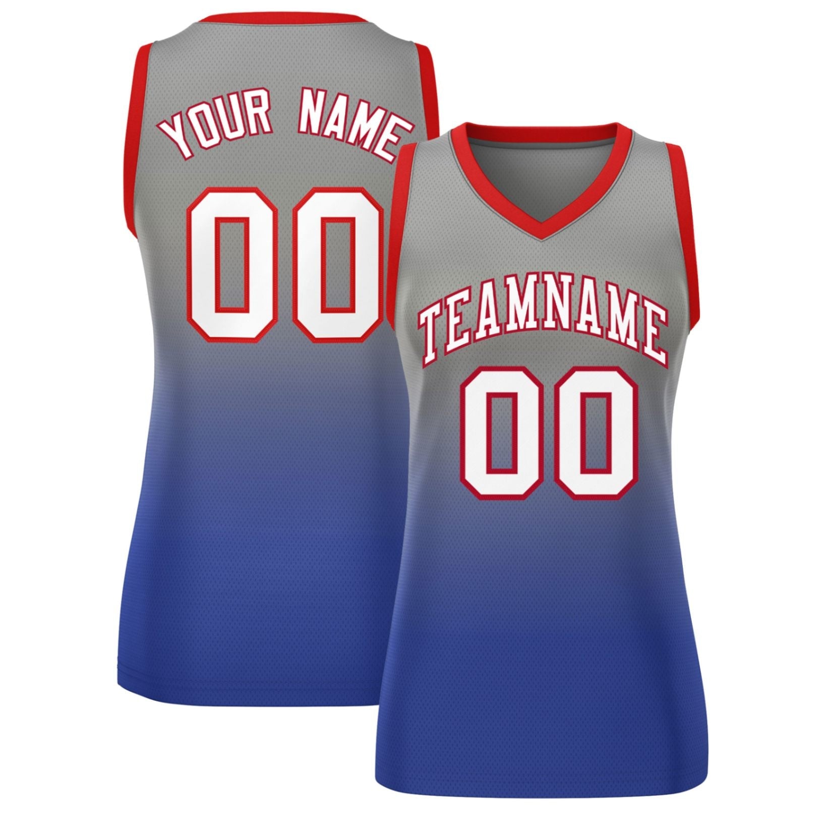 Custom Gray Royal Gradient Fashion Tops Mesh Basketball Jersey For Women