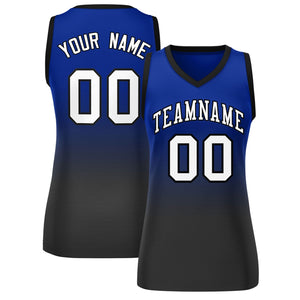 Custom Royal Black Gradient Fashion Tops Mesh Basketball Jersey For Women