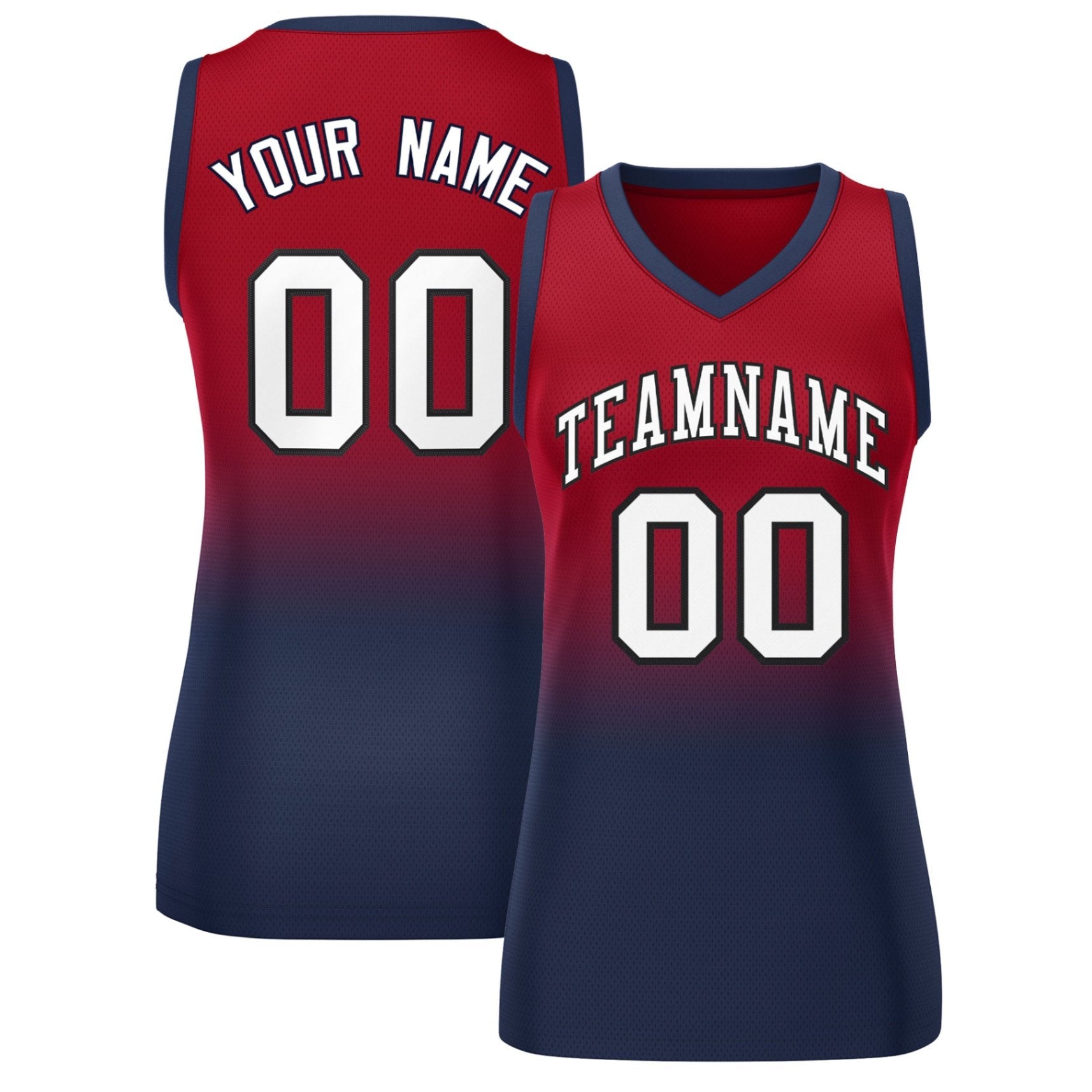 Custom Red Navy Gradient Fashion Tops Mesh Basketball Jersey For Women