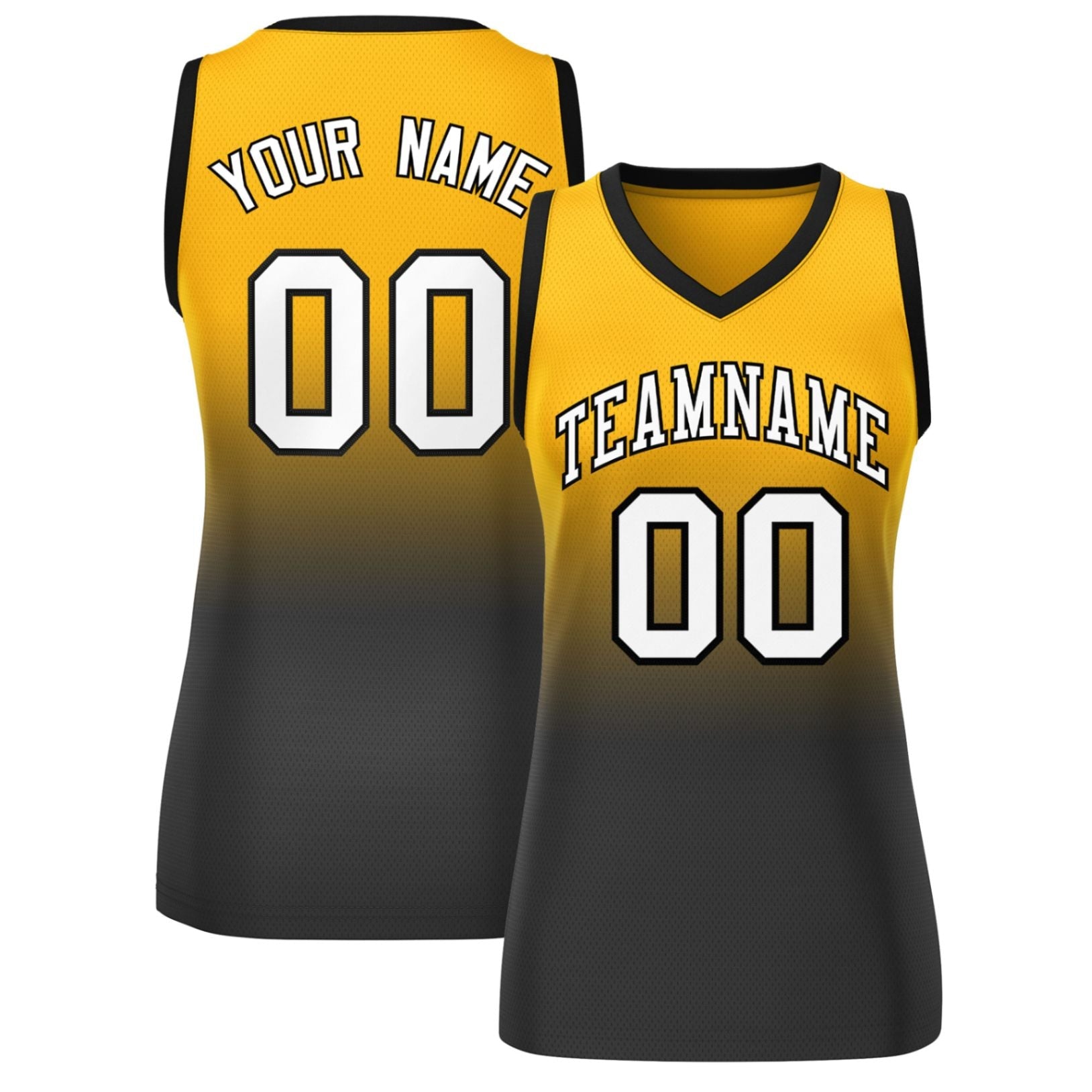 Custom Yellow Black Gradient Fashion Tops Mesh Basketball Jersey For Women