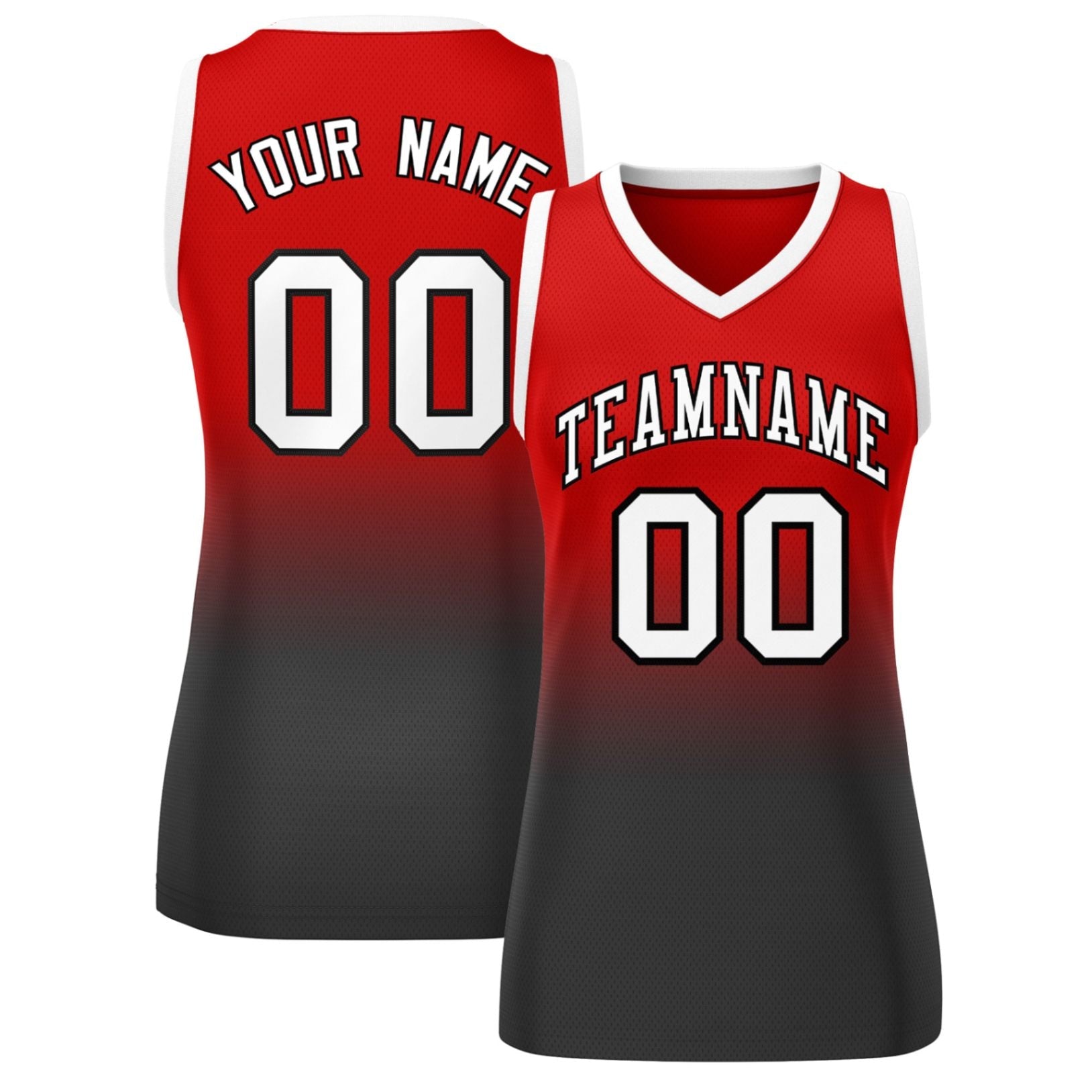 Custom Red Black Gradient Fashion Tops Mesh Basketball Jersey For Women