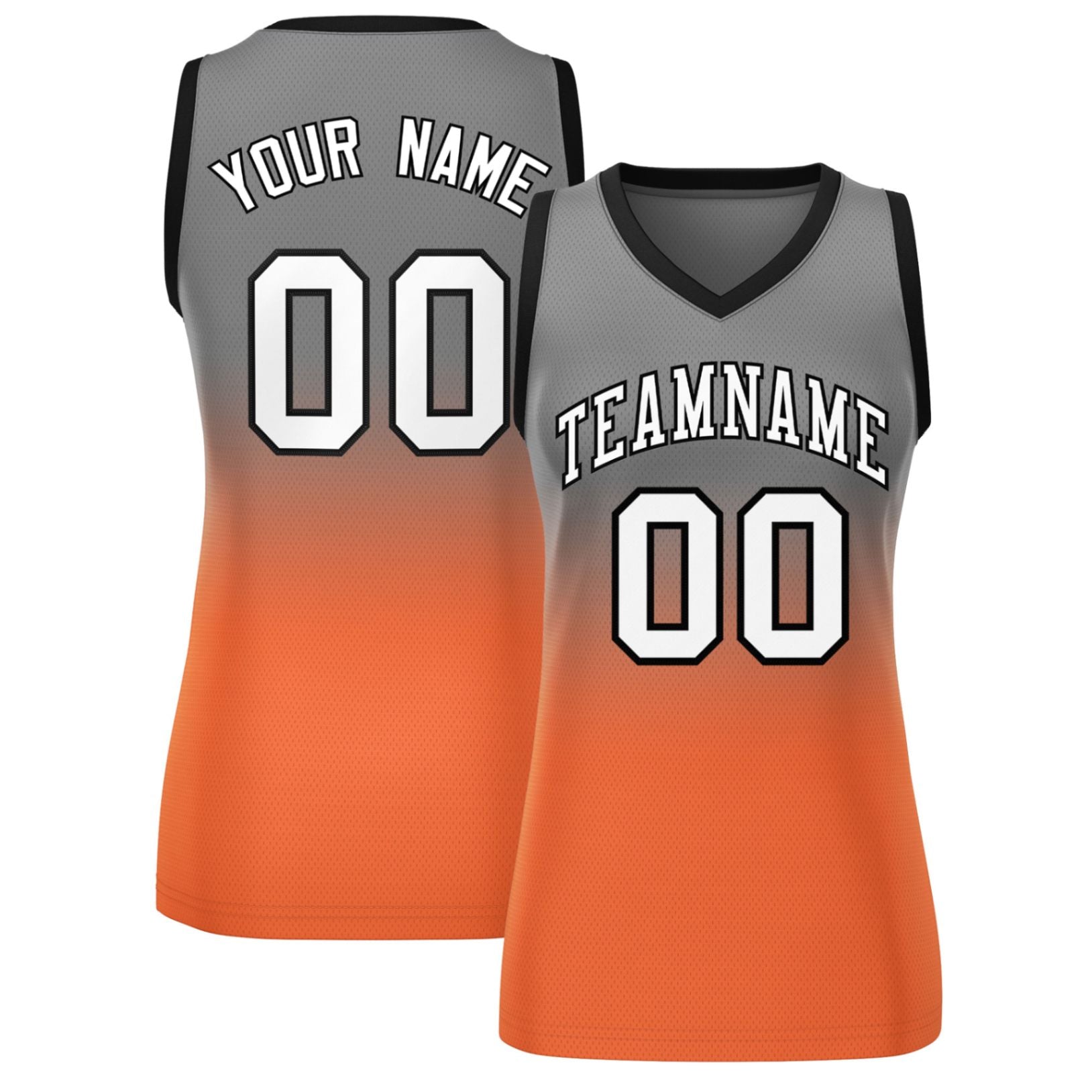 Custom Gray Orange Gradient Fashion Tops Mesh Basketball Jersey For Women