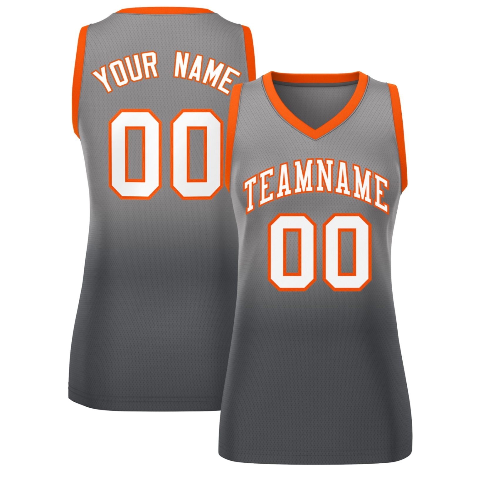 Custom Light Gray Dark Gray Gradient Fashion Tops Mesh Basketball Jersey For Women