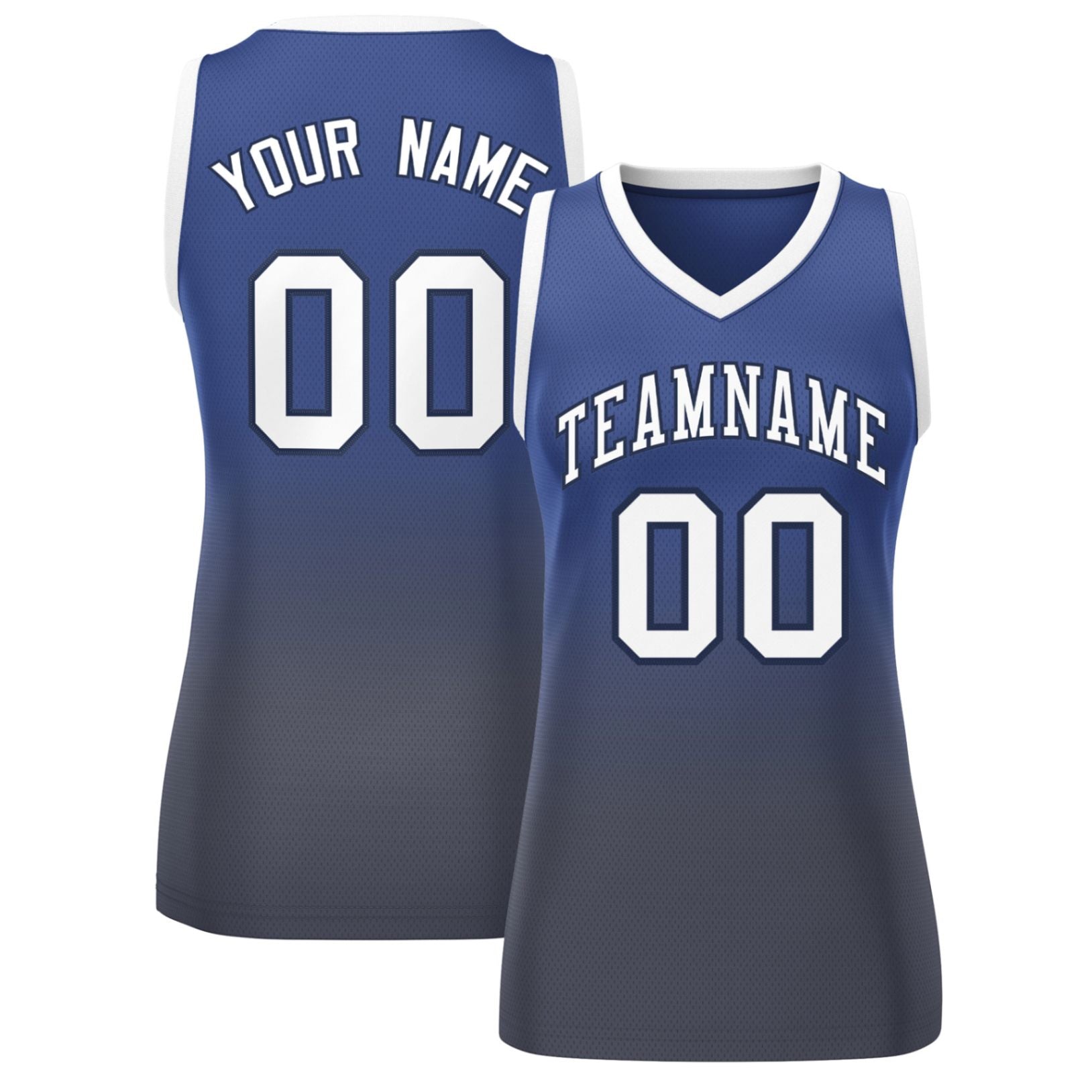 Custom Navy Gray Gradient Fashion Tops Mesh Basketball Jersey For Women