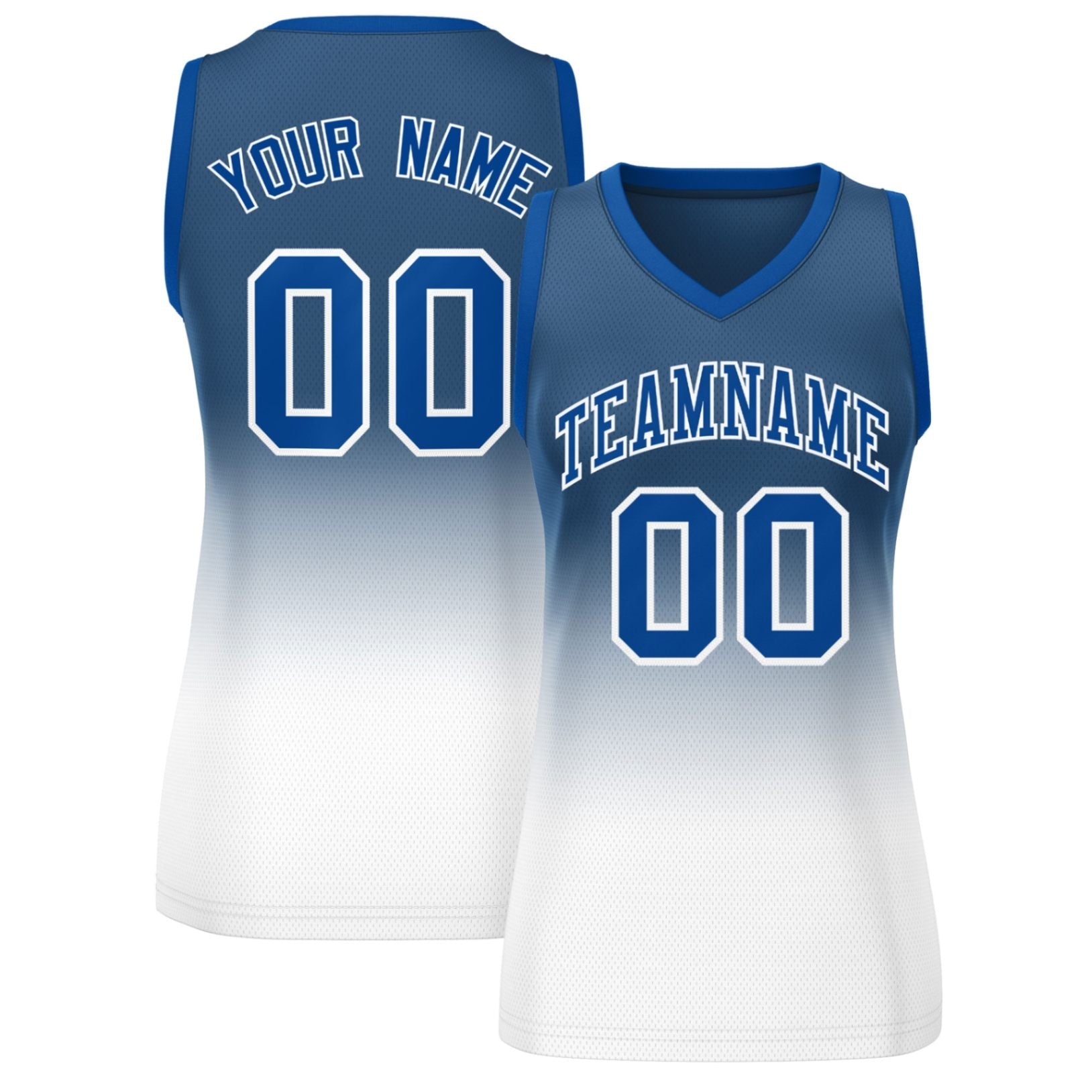 Custom Navy White Gradient Fashion Tops Mesh Basketball Jersey For Women