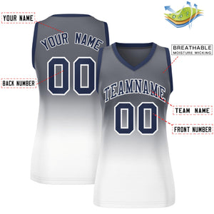 Custom Gray White Gradient Fashion Tops Mesh Basketball Jersey For Women