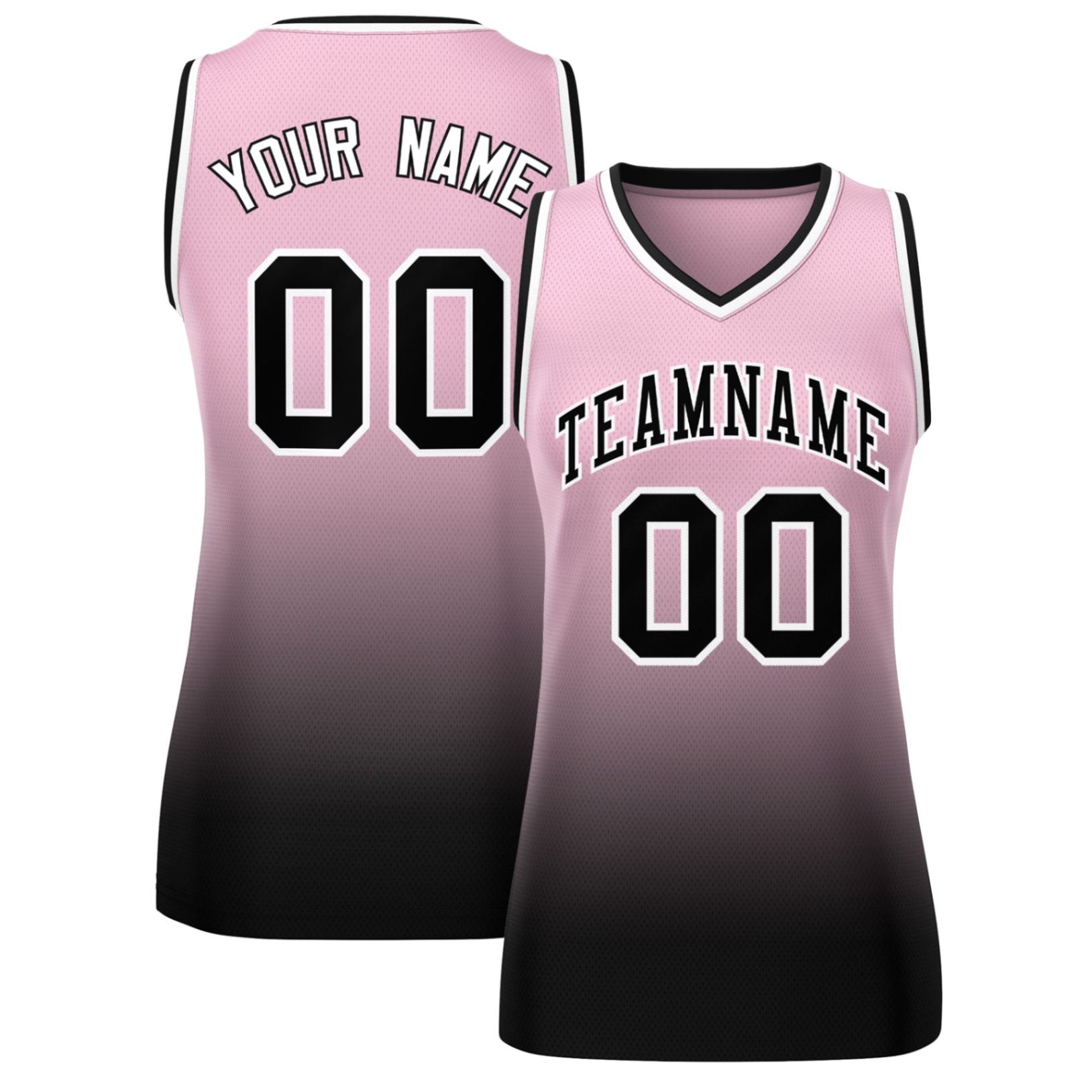 Custom Pink Black Gradient Fashion Tops Mesh Basketball Jersey For Women