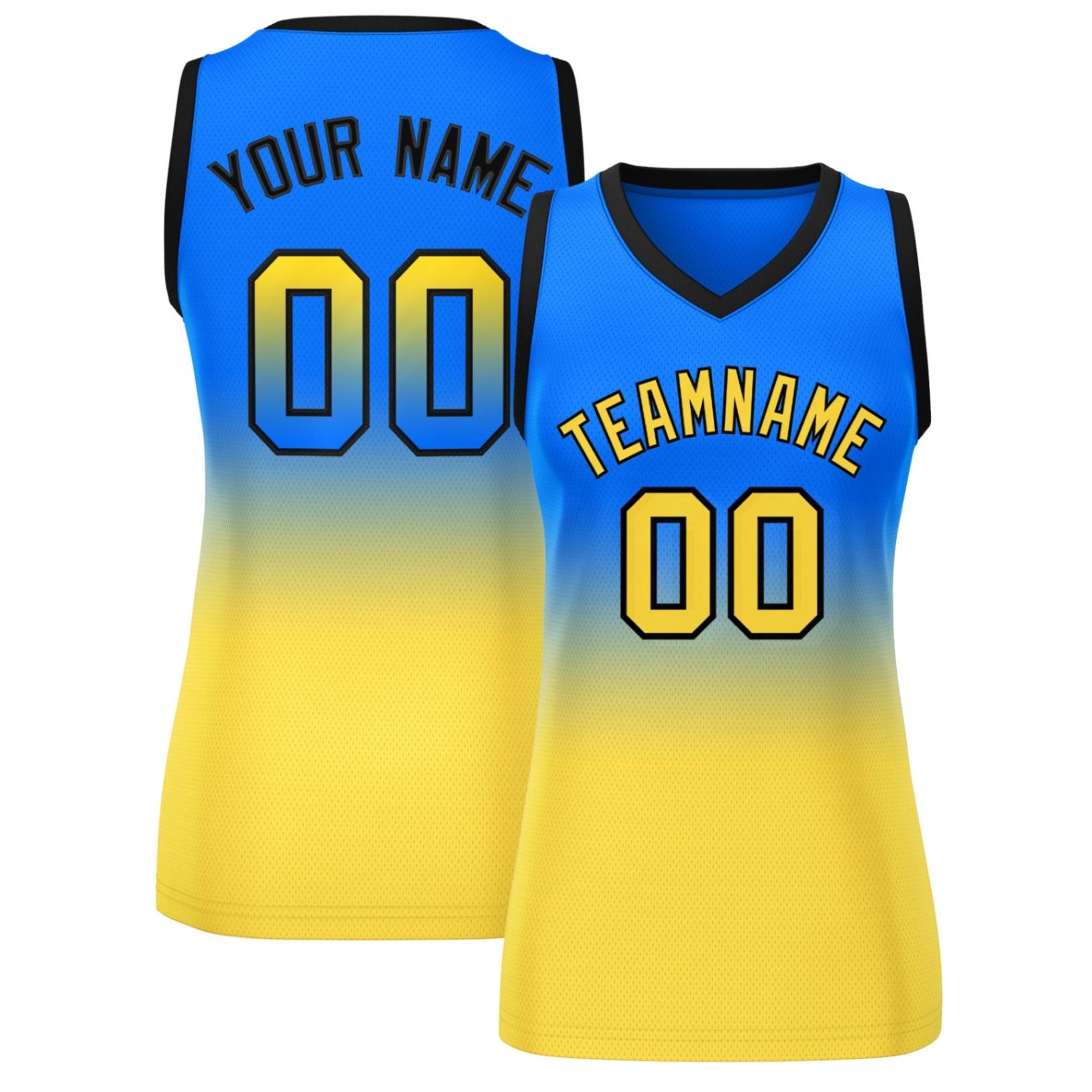 Custom Royal Gold Gradient Fashion Tops Mesh Basketball Jersey For Women