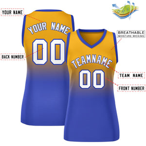 Custom Yellow Royal Gradient Fashion Tops Mesh Basketball Jersey For Women