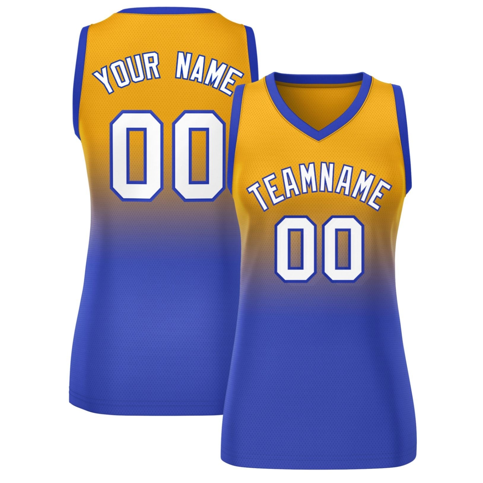 Custom Yellow Royal Gradient Fashion Tops Mesh Basketball Jersey For Women