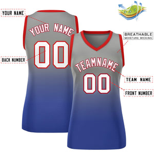 Custom Gray Royal Gradient Fashion Tops Mesh Basketball Jersey For Women