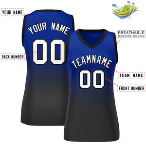 Custom Royal Black Gradient Fashion Tops Mesh Basketball Jersey For Women