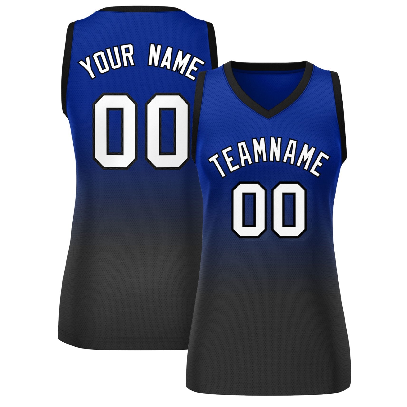 Custom Royal Black Gradient Fashion Tops Mesh Basketball Jersey For Women