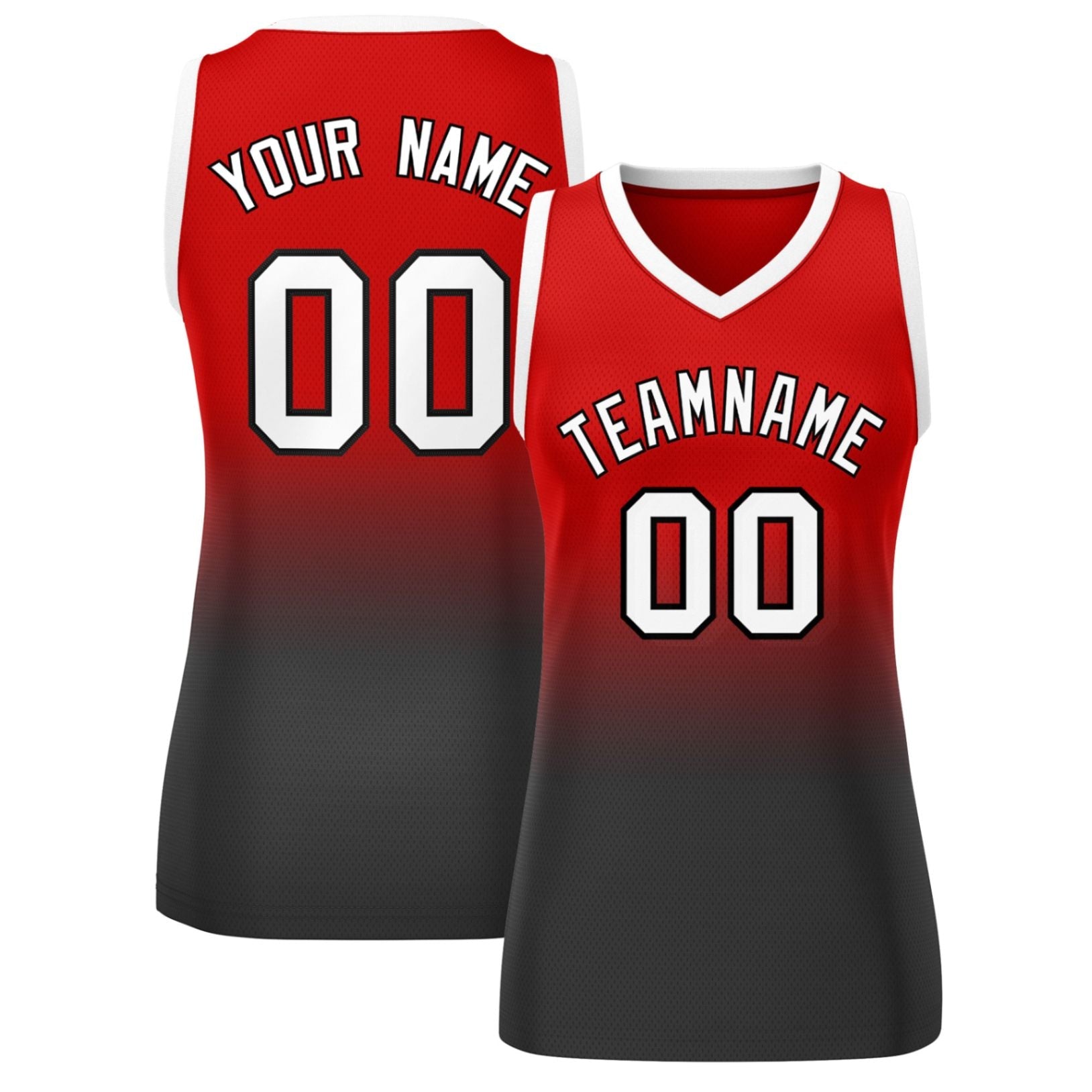 Custom Red Black Gradient Fashion Tops Mesh Basketball Jersey For Women