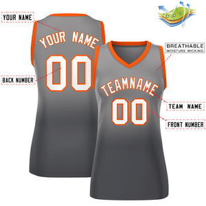 Custom Light Gray Dark Gray Gradient Fashion Tops Mesh Basketball Jersey For Women