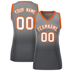 Custom Light Gray Dark Gray Gradient Fashion Tops Mesh Basketball Jersey For Women