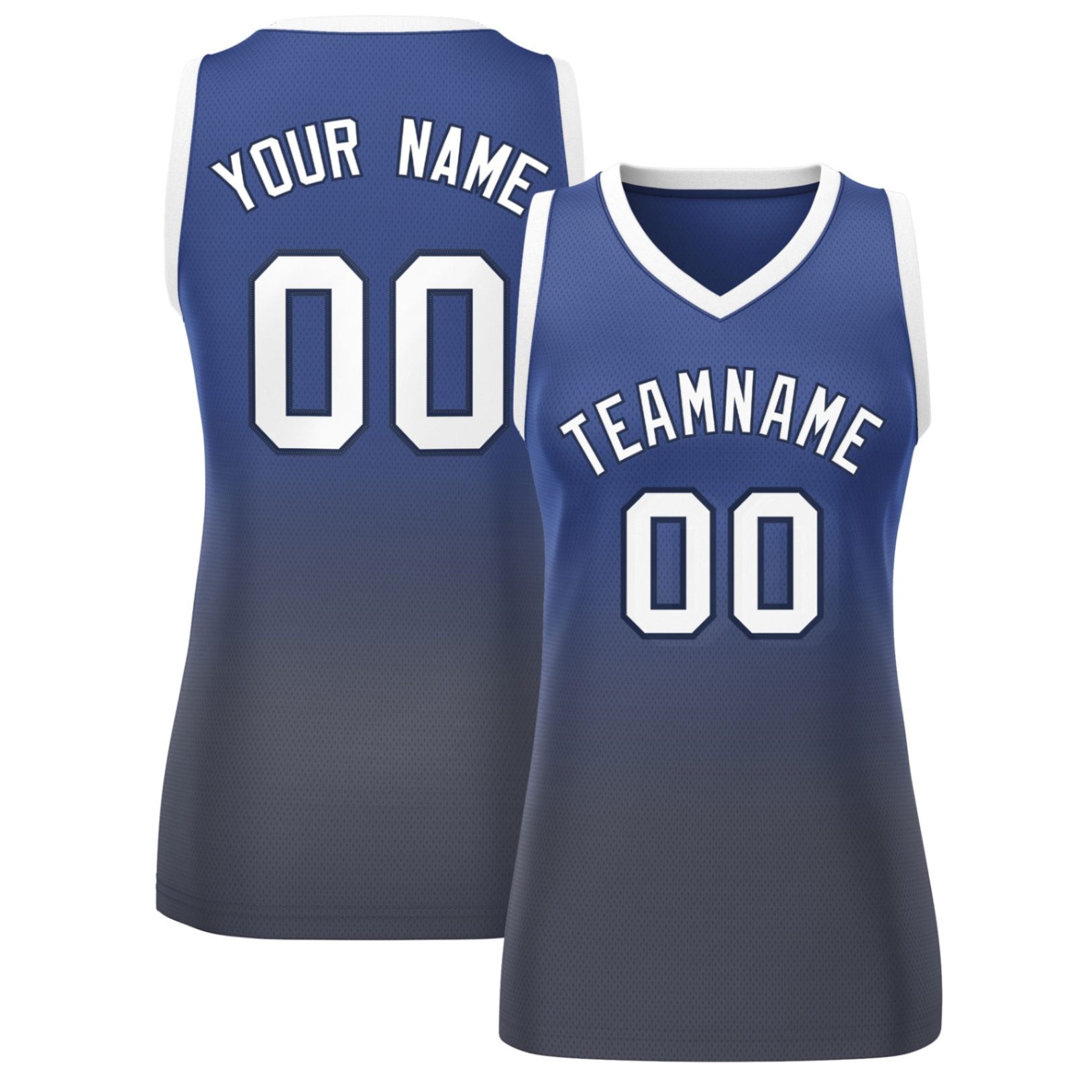 Custom Navy Gray Gradient Fashion Tops Mesh Basketball Jersey For Women