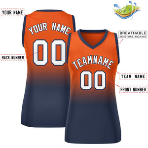 Custom Orange Navy Gradient Fashion Tops Mesh Basketball Jersey For Women