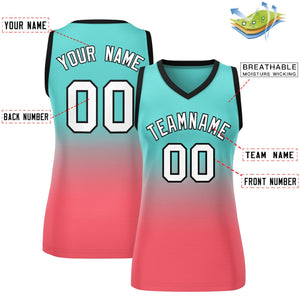 Custom Light Green Light Red Gradient Fashion Tops Mesh Basketball Jersey For Women