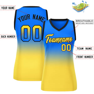 Custom Royal Gold Gradient Fashion Tops Mesh Basketball Jersey For Women