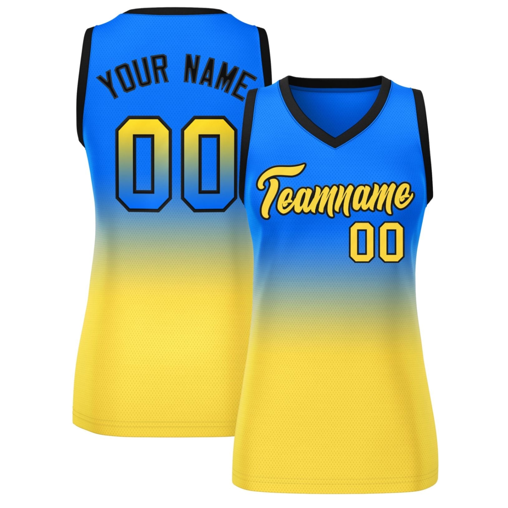 Custom Royal Gold Gradient Fashion Tops Mesh Basketball Jersey For Women