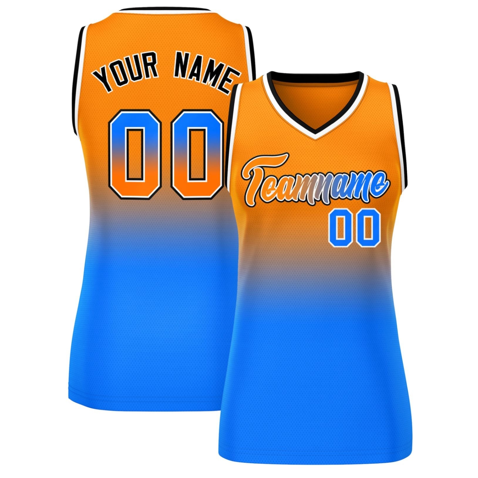 Custom Orange Royal Gradient Fashion Tops Mesh Basketball Jersey For Women