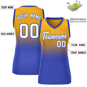 Custom Yellow Royal Gradient Fashion Tops Mesh Basketball Jersey For Women