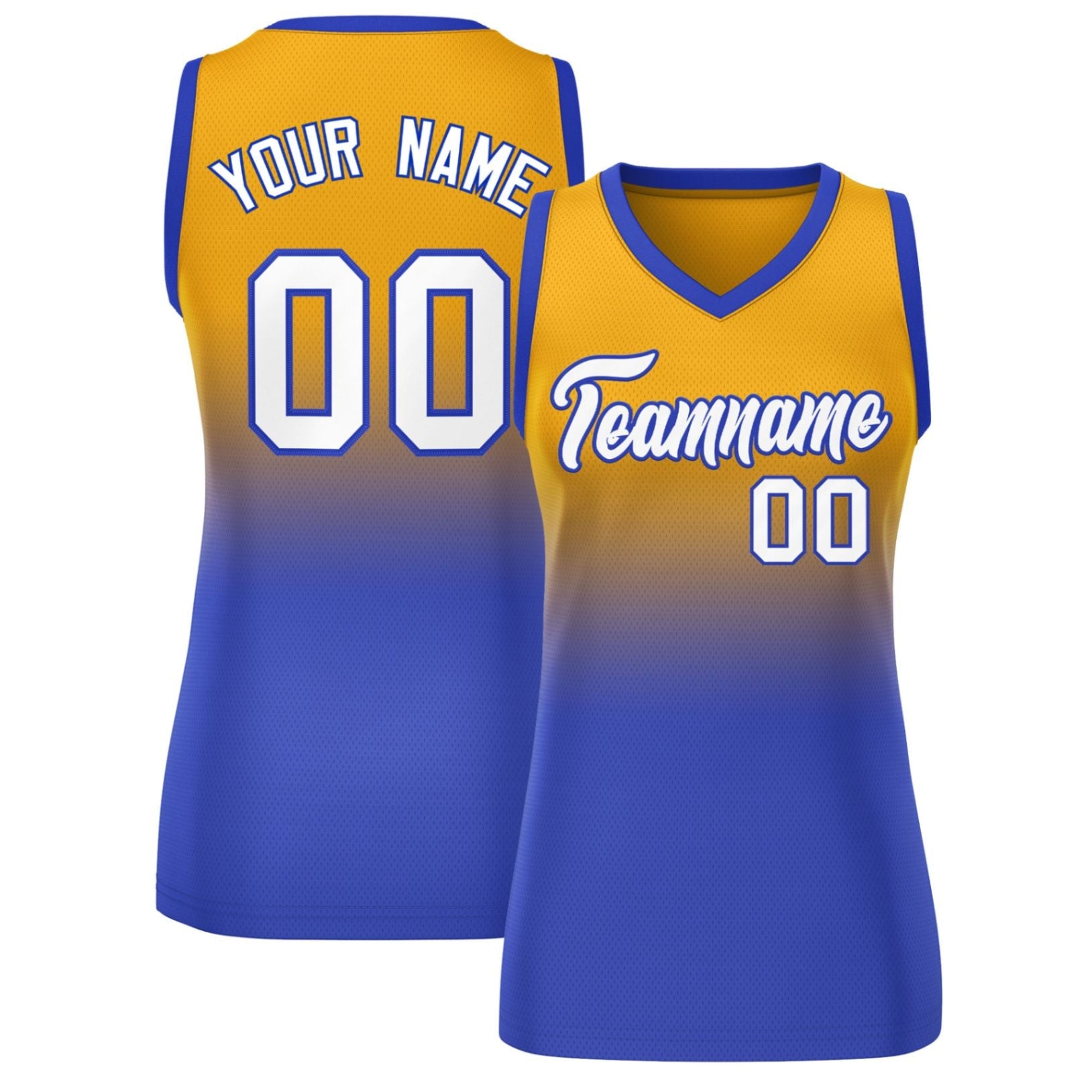 Custom Yellow Royal Gradient Fashion Tops Mesh Basketball Jersey For Women