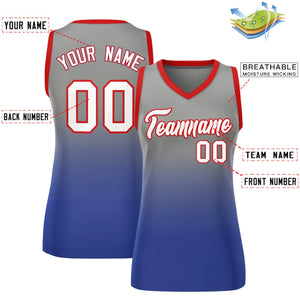 Custom Gray Royal Gradient Fashion Tops Mesh Basketball Jersey For Women